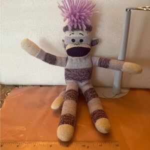 Circo Purple and Cream Knitted Monkey Plush